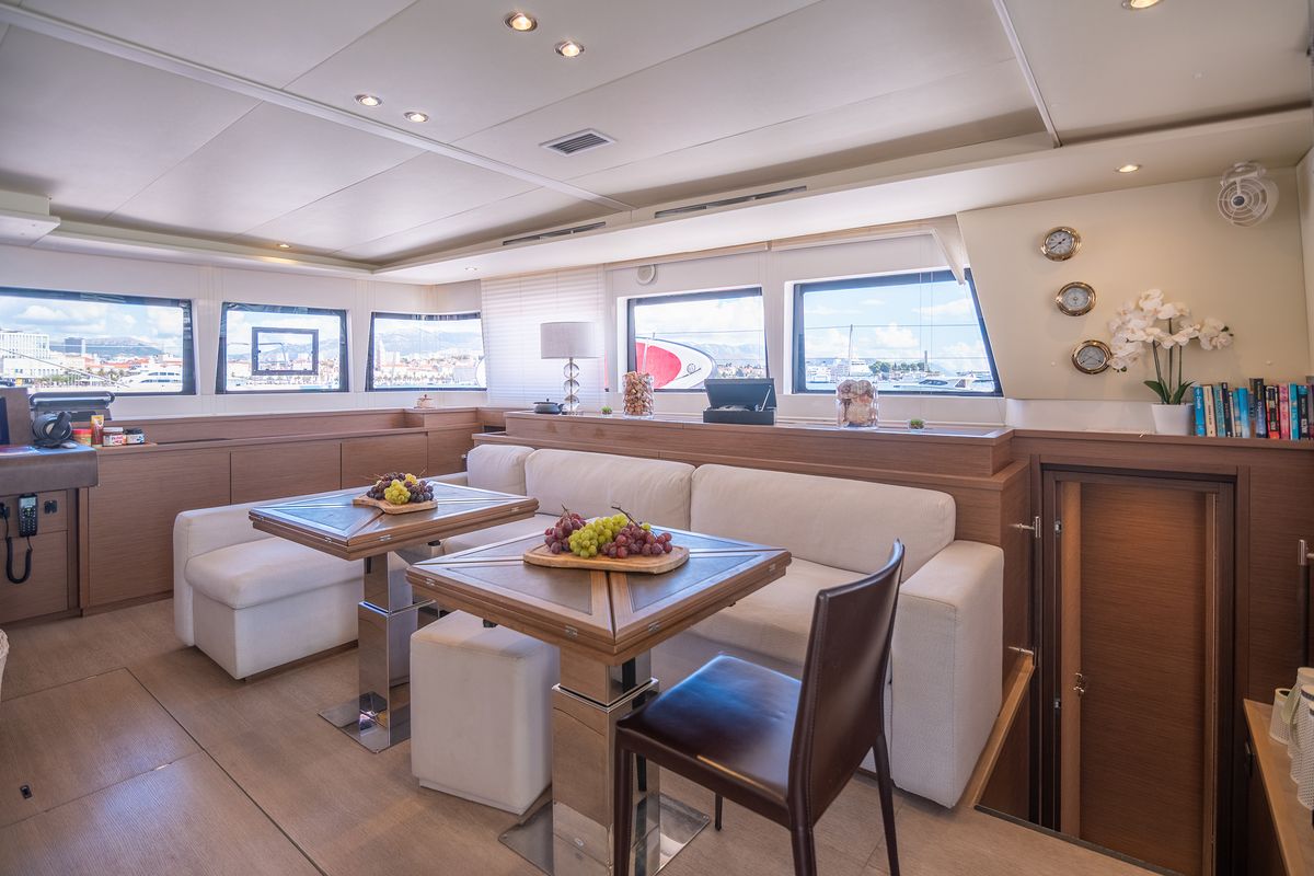Salon of Adriatic Lion, a Lagoon 620 catamaran at Split, Croatia