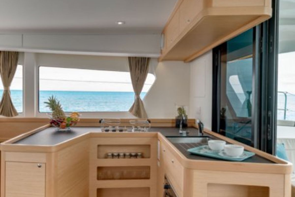 Galley of Queen Annezia, a Lagoon 42 catamaran at Municipal Unit of Lefkada, Greece