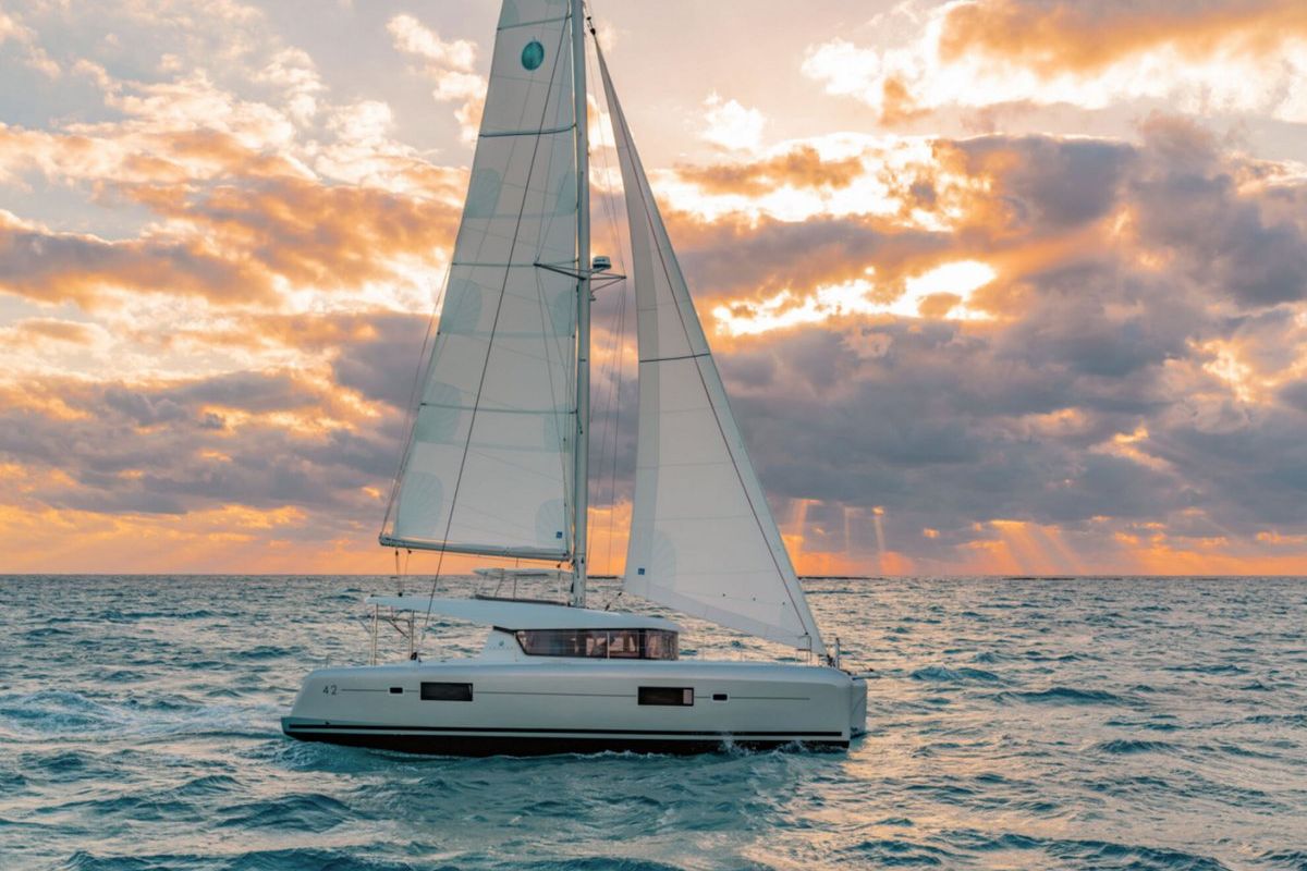 Exterior view of Queen Annezia, a Lagoon 42 catamaran at Municipal Unit of Lefkada, Greece