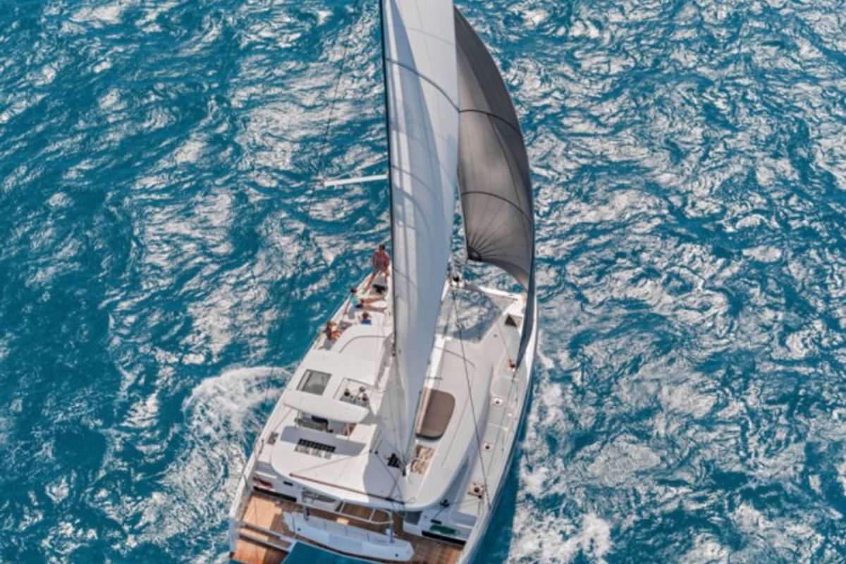 Exterior view of Queen Annezia, a Lagoon 42 catamaran at Municipal Unit of Lefkada, Greece