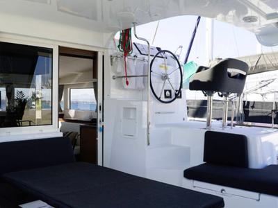 Cockpit of Chios, a Lagoon 40 catamaran at Municipal Unit of Lefkada, Greece