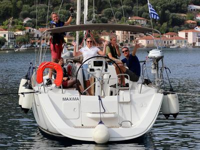 Exterior view of Maxima, a Jeanneau Sun Odyssey 33i sailboat at Gouvia, Greece