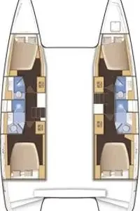 Floor plan of Parceval, a Lagoon 42 catamaran at Felanitx, Spain