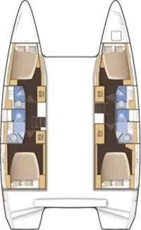 Floor plan of Parceval, a Lagoon 42 catamaran at Felanitx, Spain