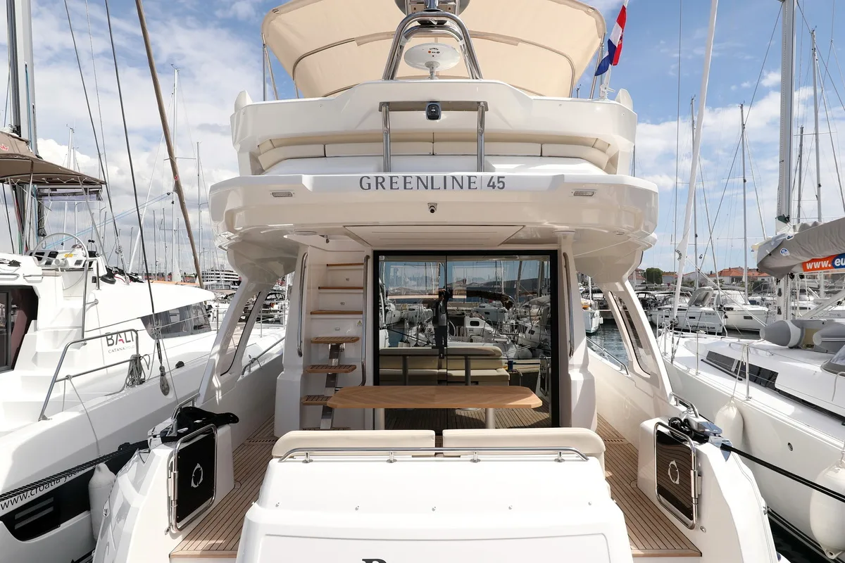 Deck of Pepper, a Greenline 45 Fly yacht at Grad Biograd na Moru, Croatia