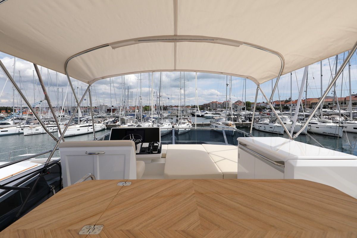 Deck of Pepper, a Greenline 45 Fly yacht at Grad Biograd na Moru, Croatia