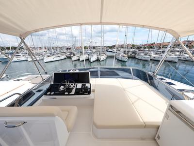 Cockpit of Pepper, a Greenline 45 Fly yacht at Grad Biograd na Moru, Croatia