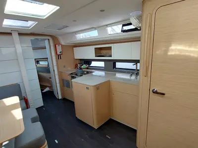 Galley of Yin Yang, a Dufour 41 sailboat at Fethiye, Turkey