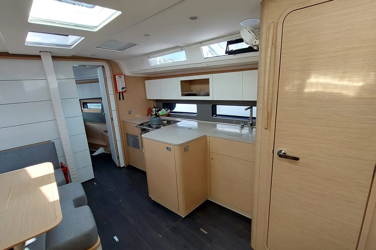 Galley of Yin Yang, a Dufour 41 sailboat at Fethiye, Turkey