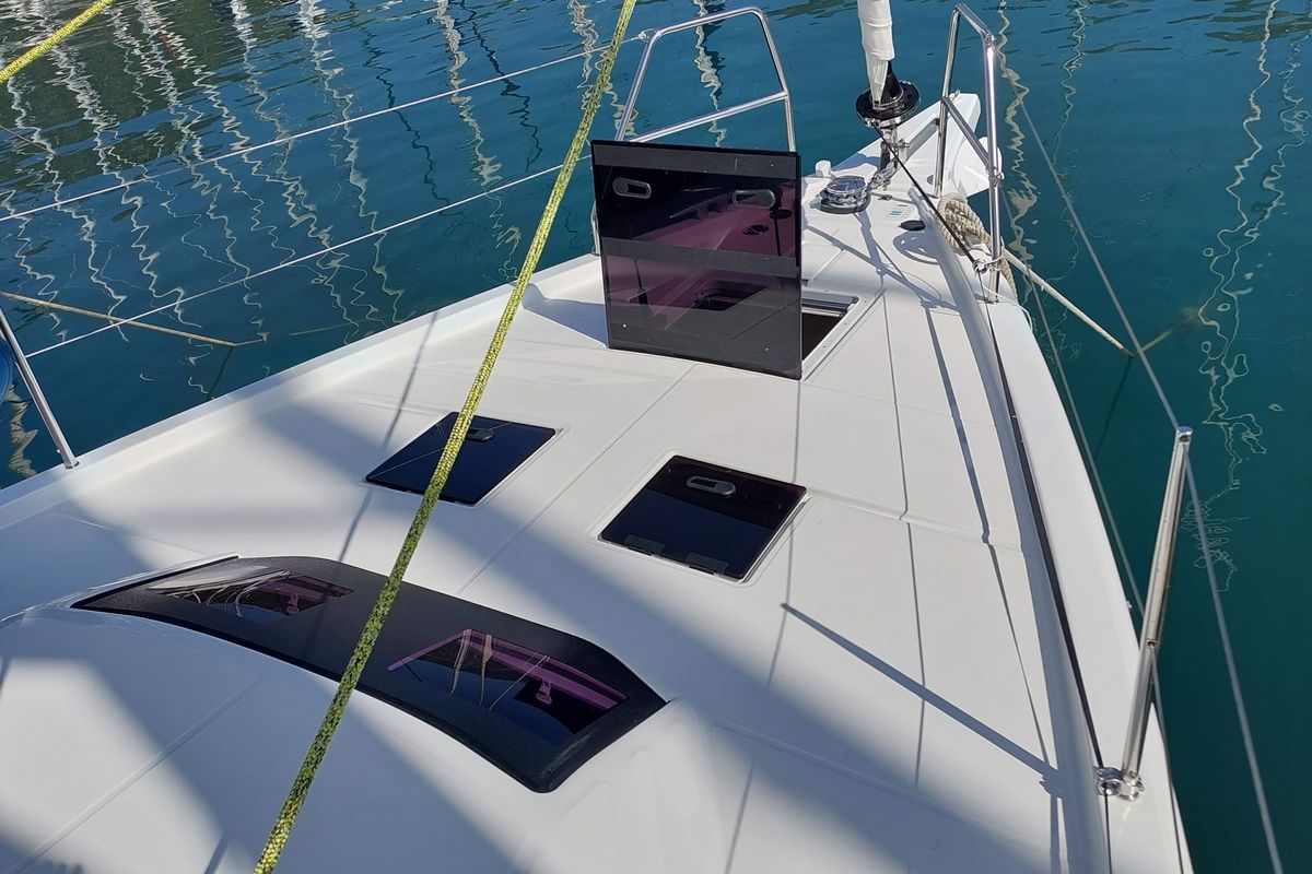 Deck of Yin Yang, a Dufour 41 sailboat at Fethiye, Turkey