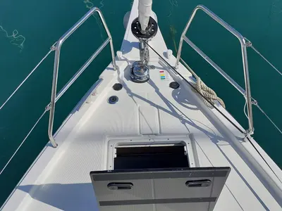 Deck of Yin Yang, a Dufour 41 sailboat at Fethiye, Turkey