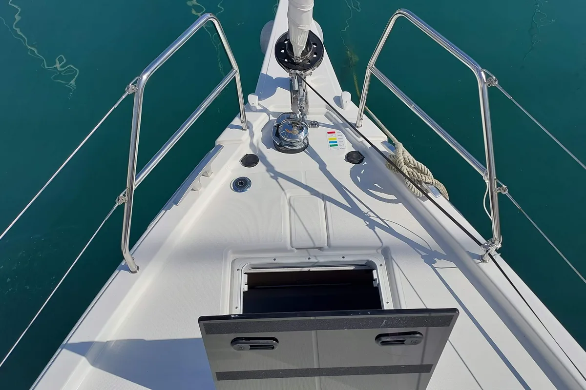 Deck of Yin Yang, a Dufour 41 sailboat at Fethiye, Turkey