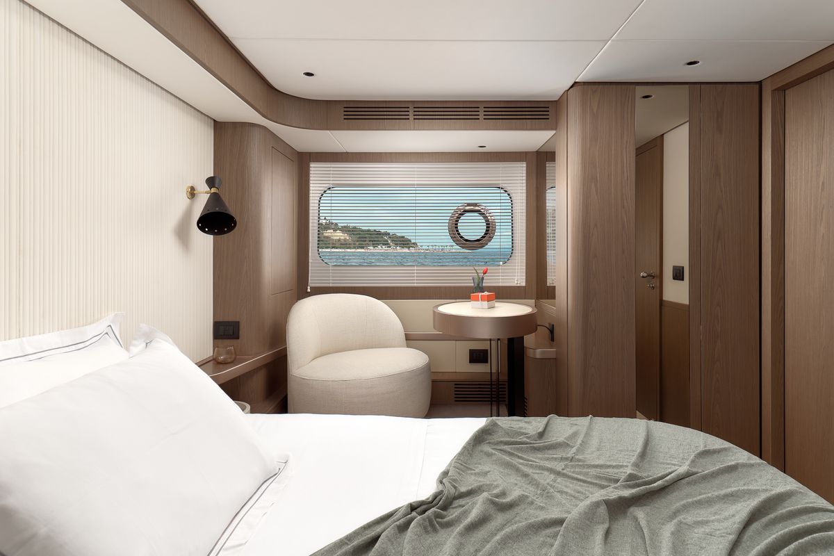 Cabin on Ava II, a Azimut Magellano 66 yacht at Lavreotiki Municipal Unit, Greece
