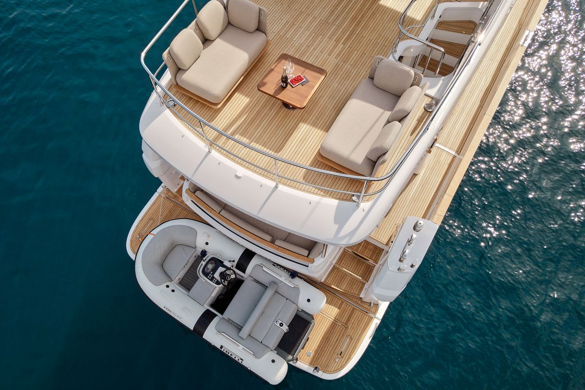 Exterior view of Ava II, a Azimut Magellano 66 yacht at Lavreotiki Municipal Unit, Greece