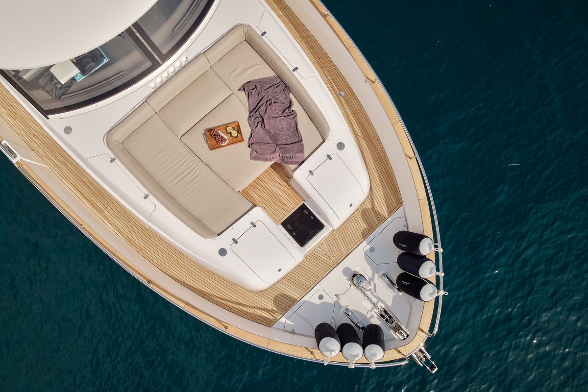 Exterior view of Ava II, a Azimut Magellano 66 yacht at Lavreotiki Municipal Unit, Greece