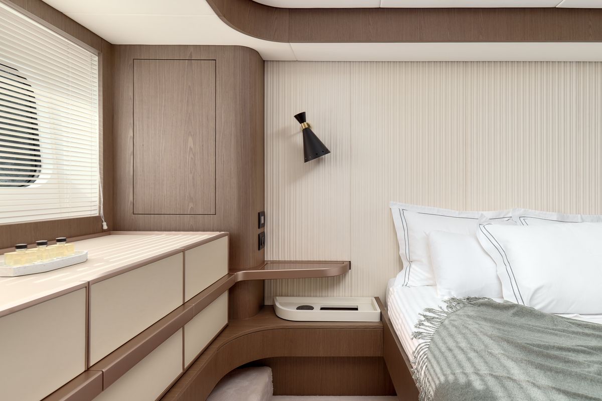 Cabin on Ava II, a Azimut Magellano 66 yacht at Lavreotiki Municipal Unit, Greece