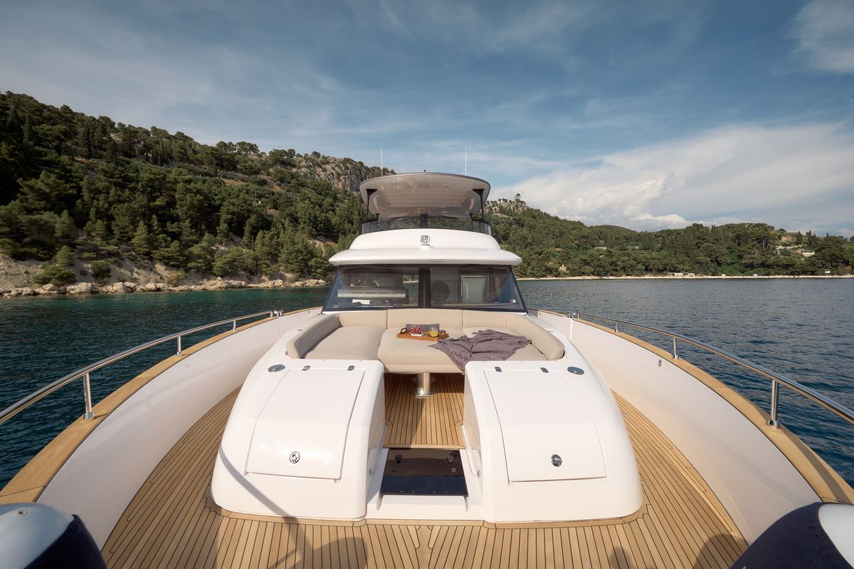 Deck of Ava II, a Azimut Magellano 66 yacht at Lavreotiki Municipal Unit, Greece