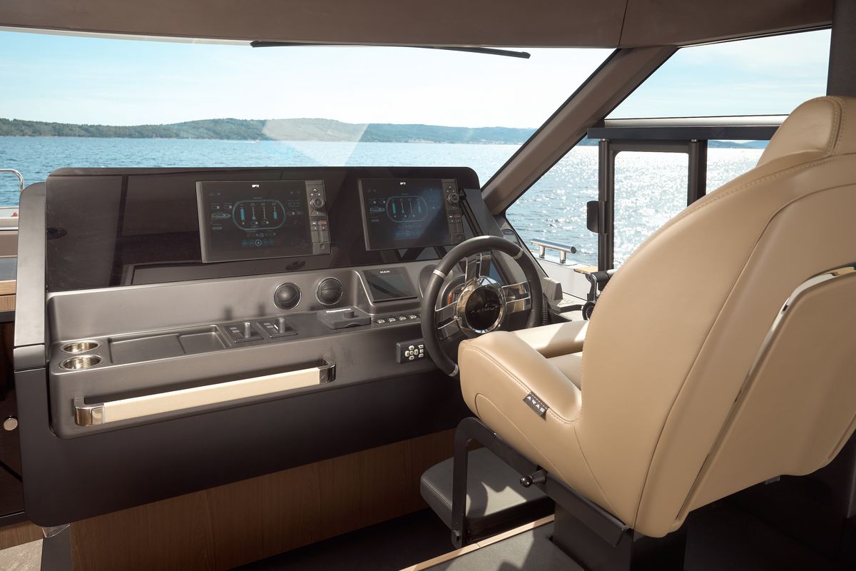Cockpit of Ava II, a Azimut Magellano 66 yacht at Lavreotiki Municipal Unit, Greece