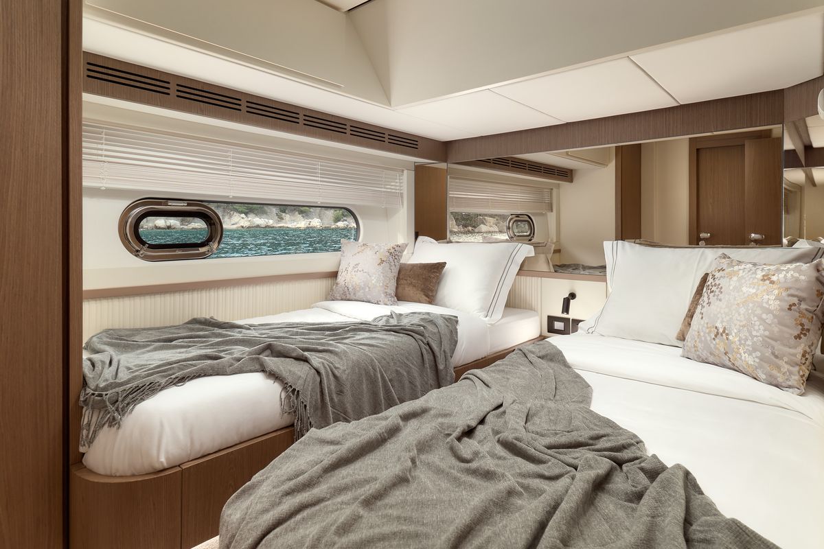 Cabin on Ava II, a Azimut Magellano 66 yacht at Lavreotiki Municipal Unit, Greece