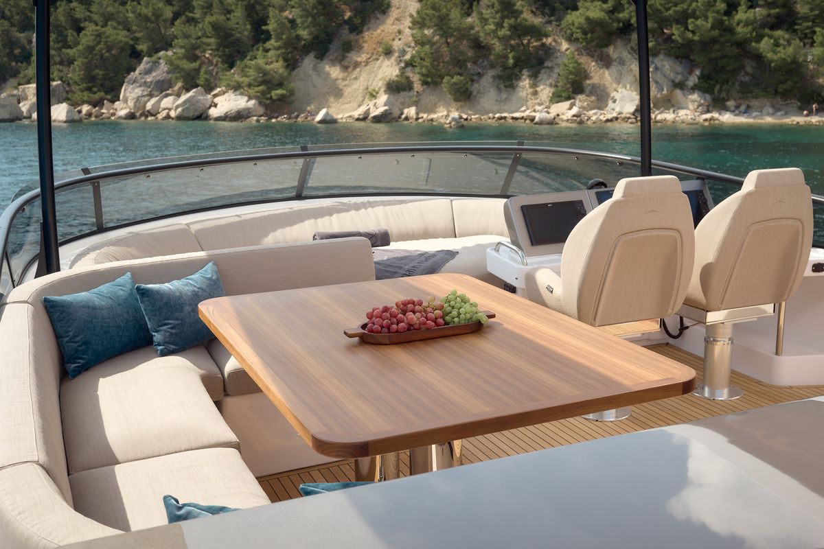 Cockpit of Ava II, a Azimut Magellano 66 yacht at Lavreotiki Municipal Unit, Greece