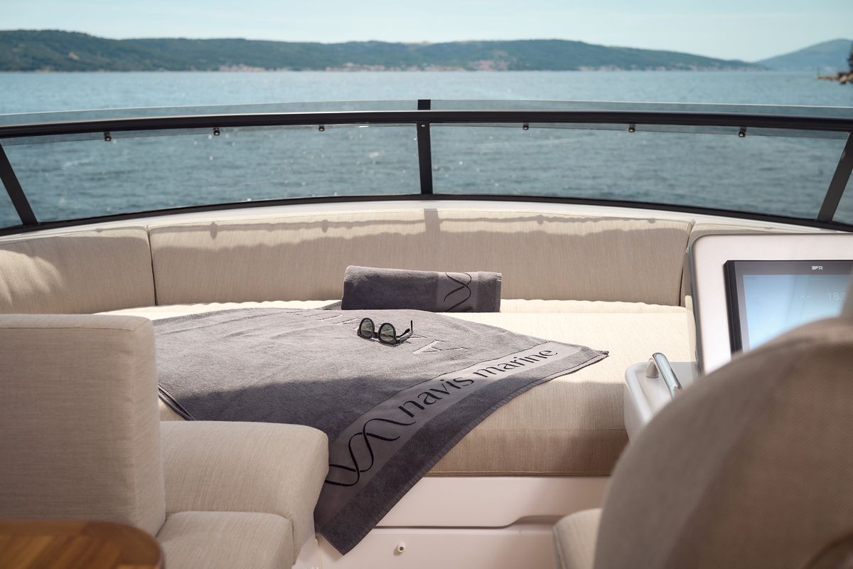 Cockpit of Ava II, a Azimut Magellano 66 yacht at Lavreotiki Municipal Unit, Greece