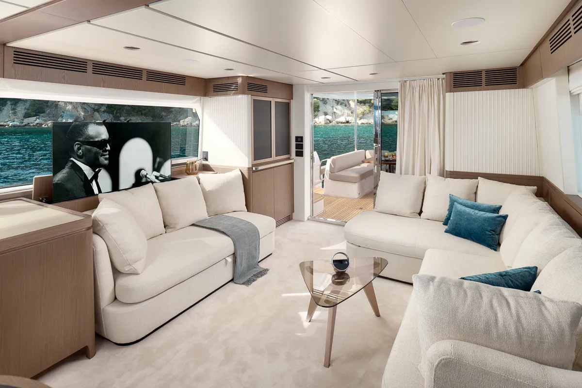 Salon of Ava II, a Azimut Magellano 66 yacht at Lavreotiki Municipal Unit, Greece