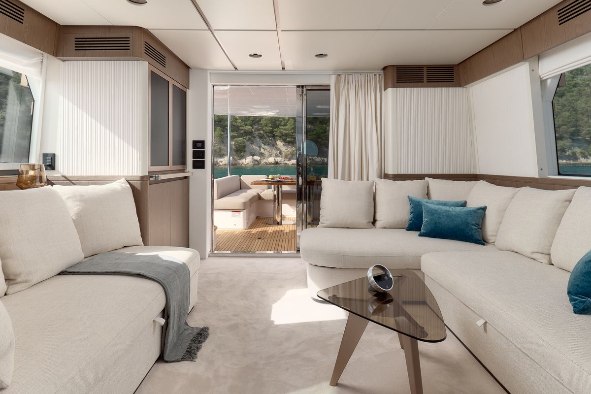Salon of Ava II, a Azimut Magellano 66 yacht at Lavreotiki Municipal Unit, Greece