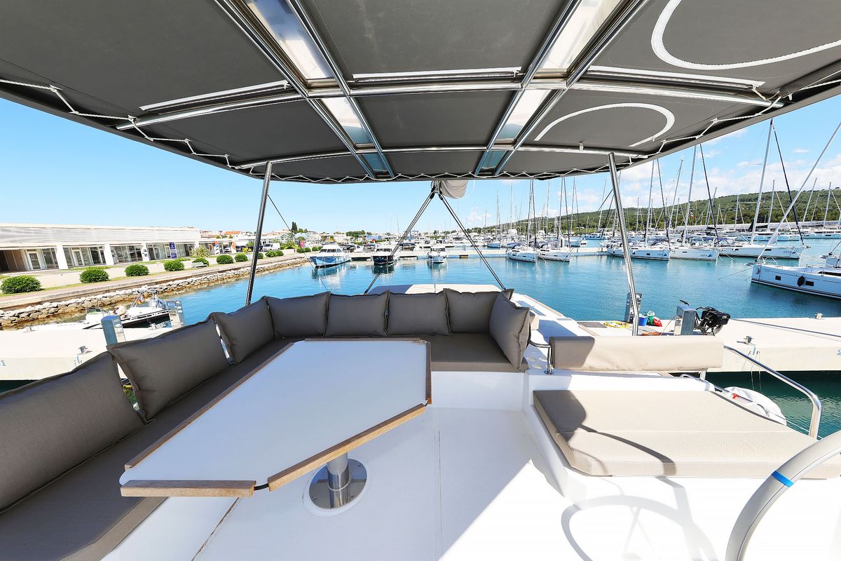 Deck of Hermine, a Bali 4.6 catamaran at Općina Sukošan, Croatia