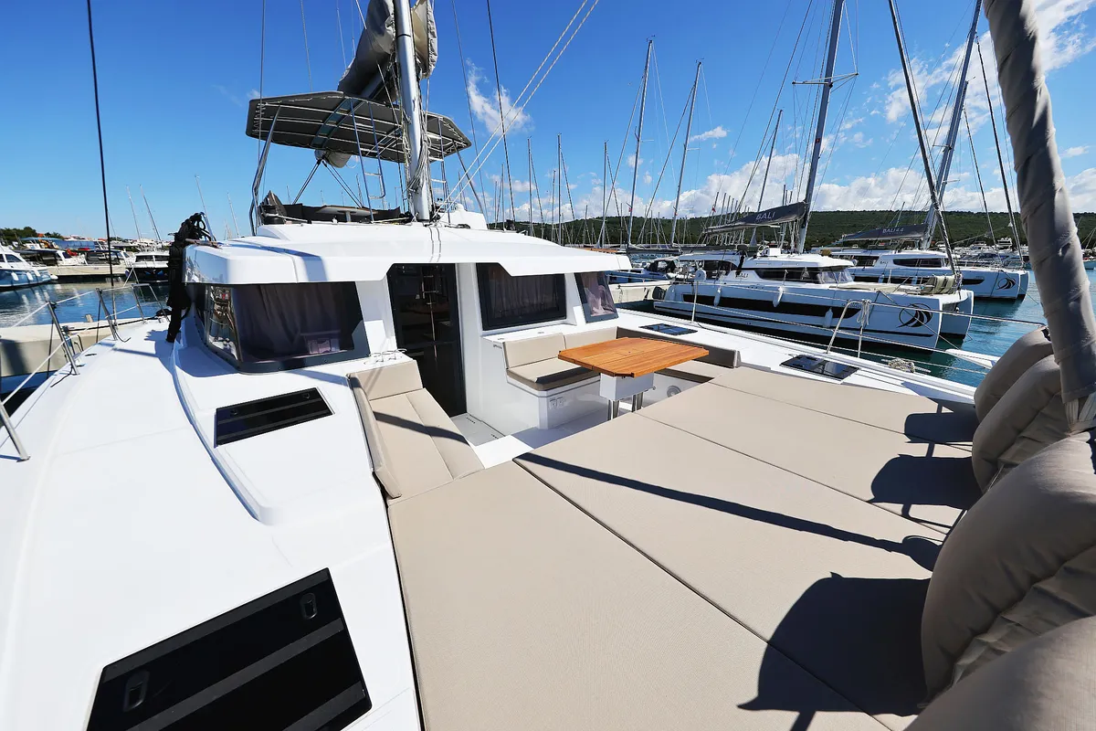 Deck of Hermine, a Bali 4.6 catamaran at Općina Sukošan, Croatia