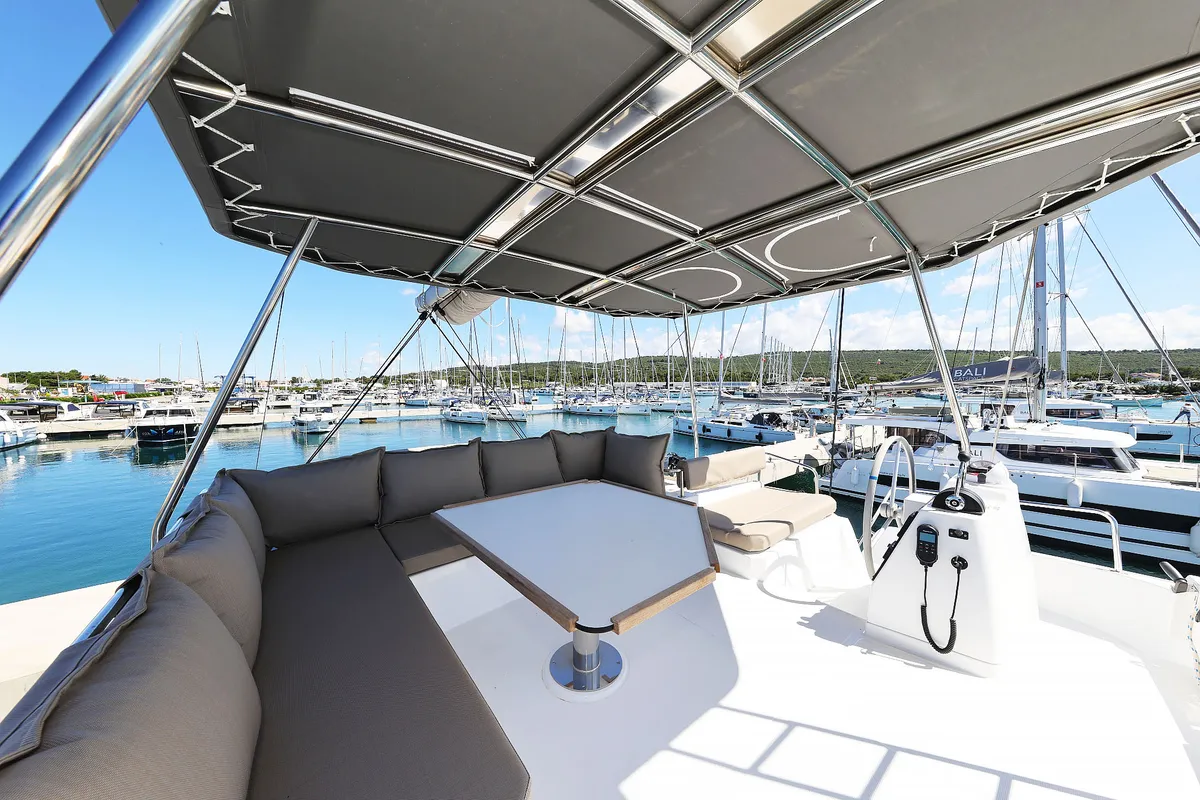 Deck of Hermine, a Bali 4.6 catamaran at Općina Sukošan, Croatia