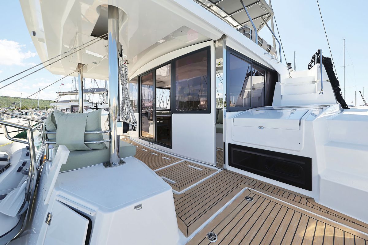 Deck of Hermine, a Bali 4.6 catamaran at Općina Sukošan, Croatia