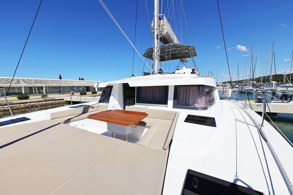 Deck of Hermine, a Bali 4.6 catamaran at Općina Sukošan, Croatia