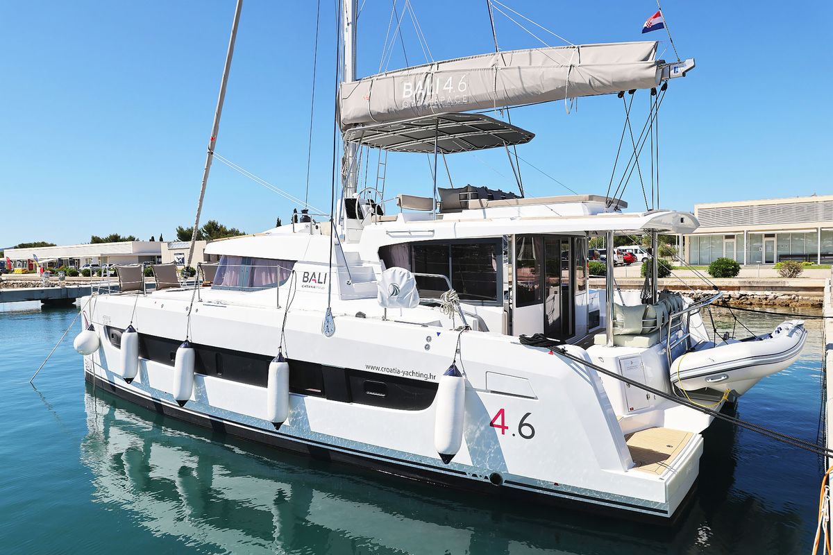 Exterior view of Hermine, a Bali 4.6 catamaran at Općina Sukošan, Croatia