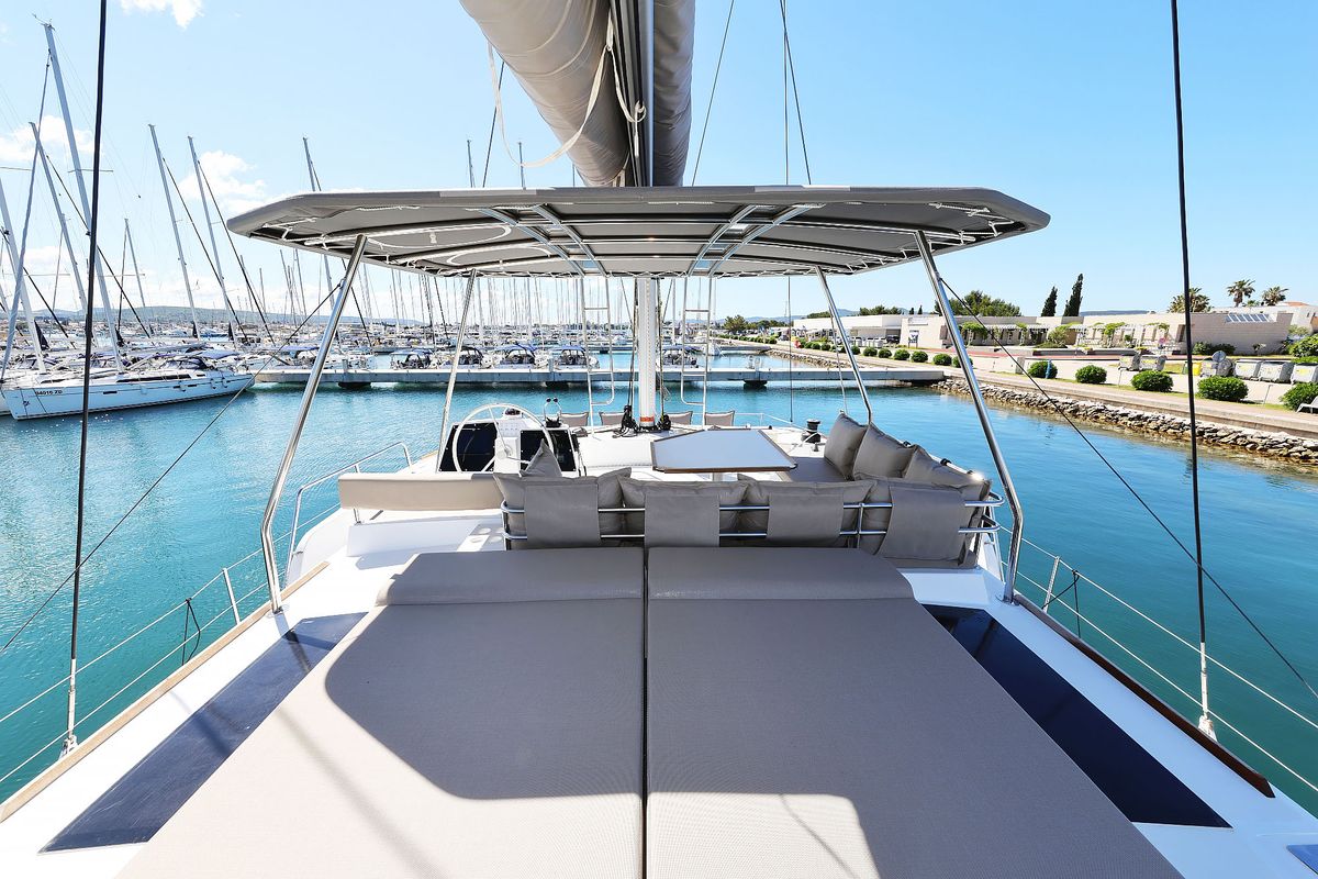 Deck of Hermine, a Bali 4.6 catamaran at Općina Sukošan, Croatia