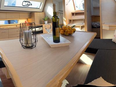 Salon of No 1, a D&D Kufner 37 sailboat at Punat, Croatia