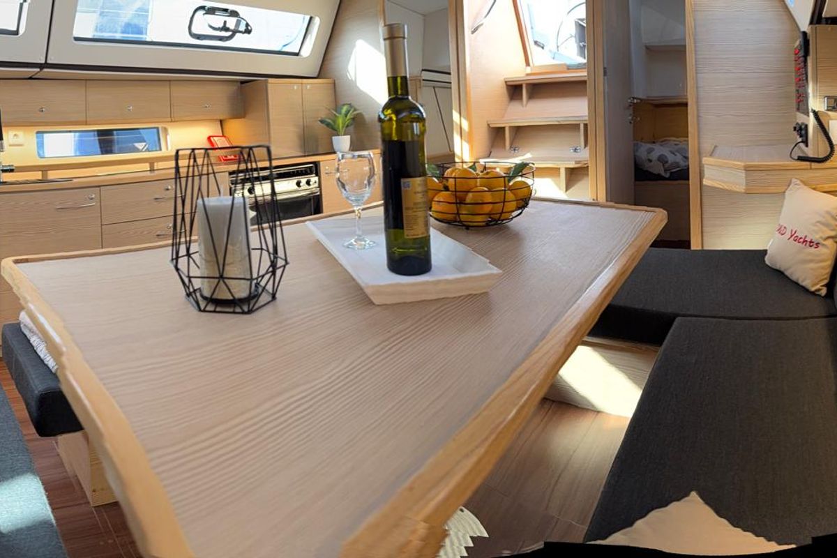 Salon of No 1, a D&D Kufner 37 sailboat at Punat, Croatia