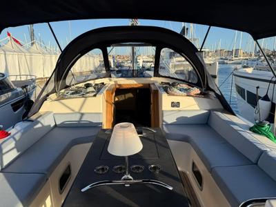 Cockpit of No 1, a D&D Kufner 37 sailboat at Punat, Croatia