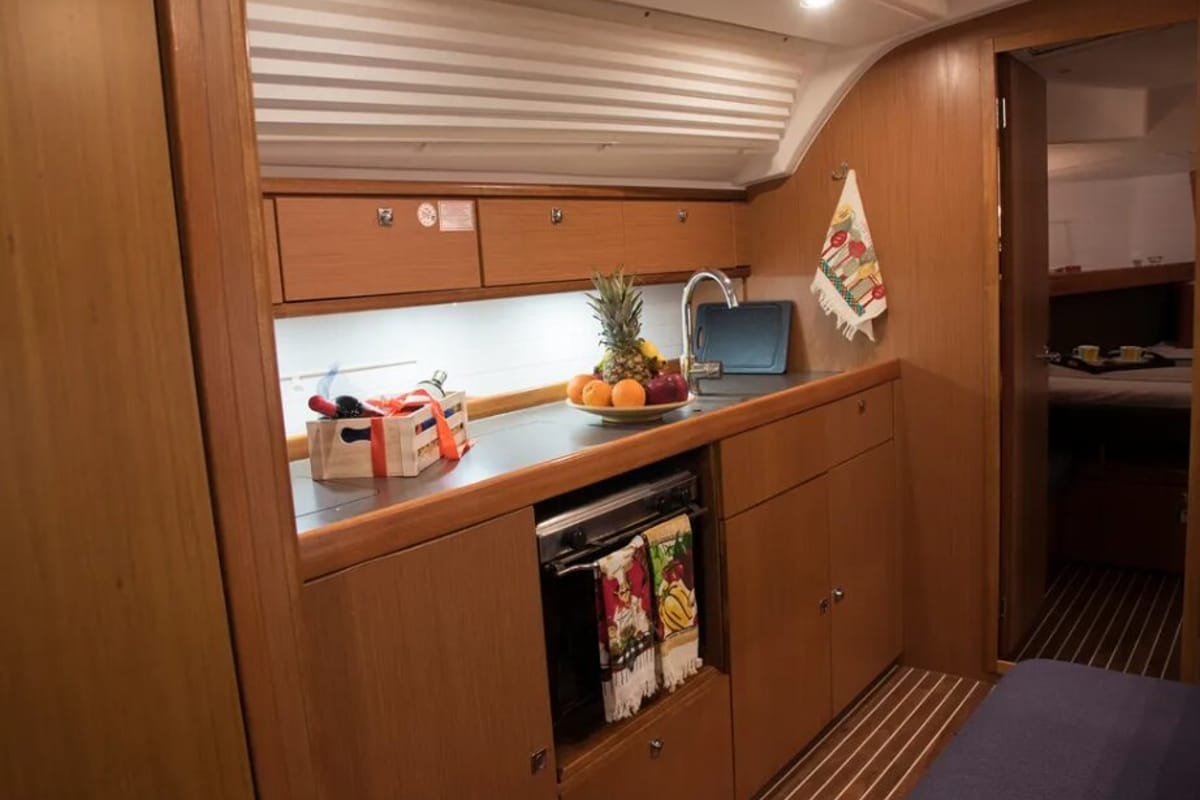 Galley of Erato, a Bavaria 41 Cruiser sailboat at Municipal Unit of Lefkada, Greece