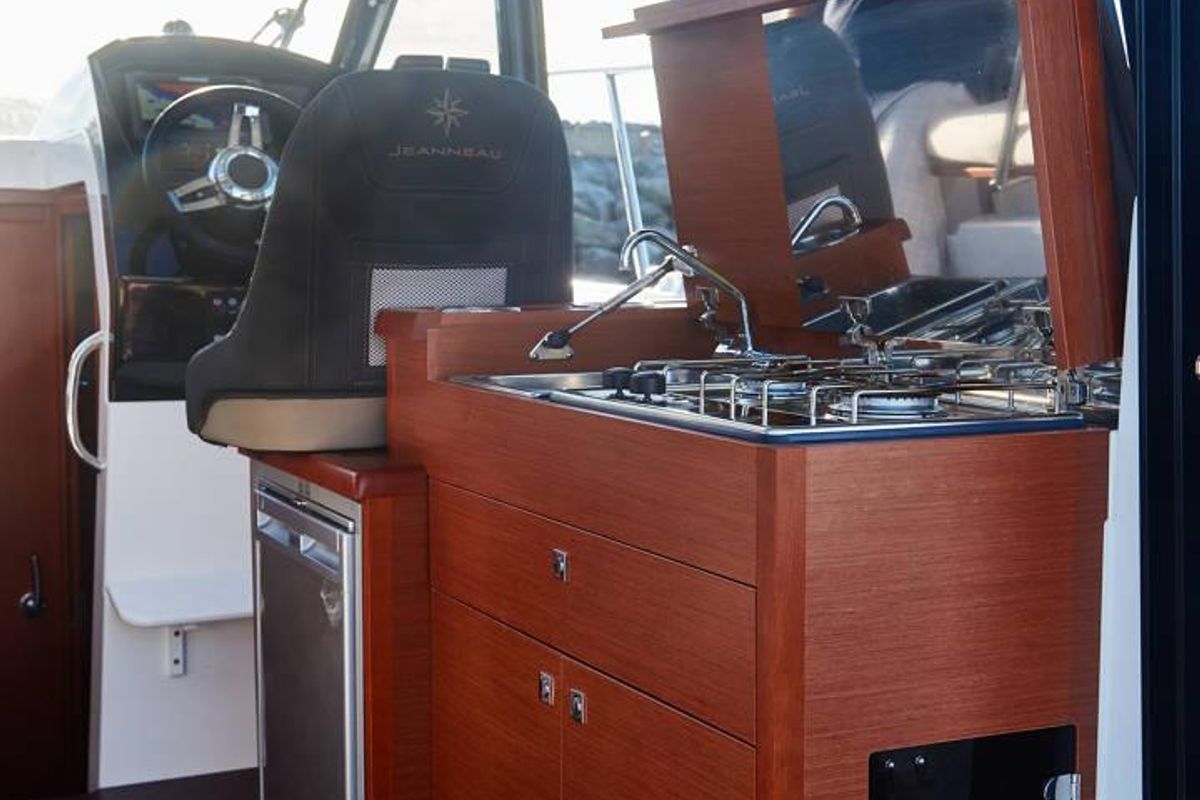 Galley of Blanca Rosa, a Jeanneau Merry Fisher 895 motorboat at Općina Sukošan, Croatia