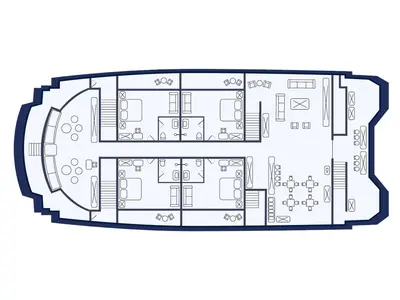 Floor plan of Endemic, a Gulet Power Catamaran catamaran at Baltra, Ecuador