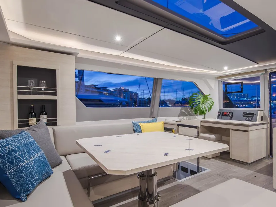 Salon of Moorings 5000-6 Club, a Leopard 50 catamaran at Eden Island Marina, Seychelles