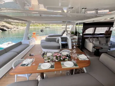 Just Marie 2, a Lagoon Lagoon Seventy 8 catamaran at Athens, Marina Delta Kallithea, Greece