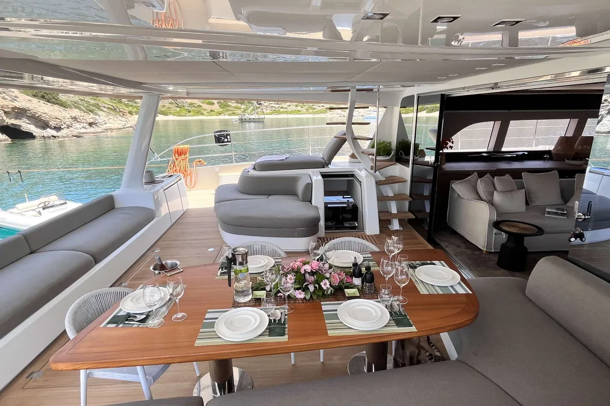 Just Marie 2, a Lagoon Lagoon Seventy 8 catamaran at Athens, Marina Delta Kallithea, Greece