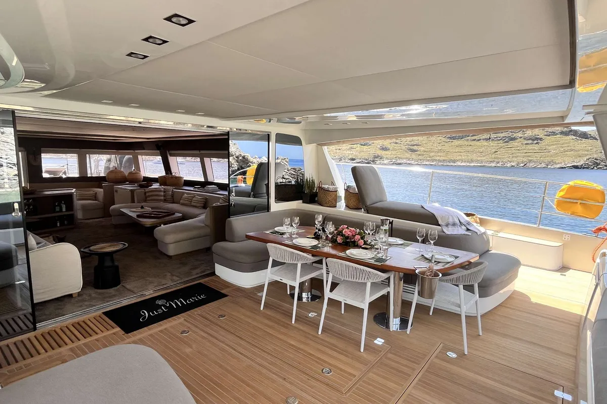 Just Marie 2, a Lagoon Lagoon Seventy 8 catamaran at Athens, Marina Delta Kallithea, Greece