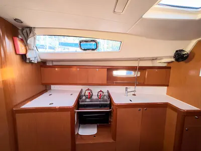 Galley of Classic, a Beneteau Oceanis 43 sailboat at Fethiye, Turkey