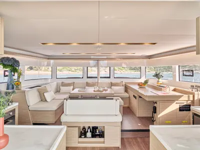 Salon of EFKRATI, a Lagoon 51 catamaran at Athens, Greece