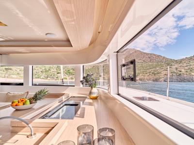 Galley of EFKRATI, a Lagoon 51 catamaran at Athens, Greece