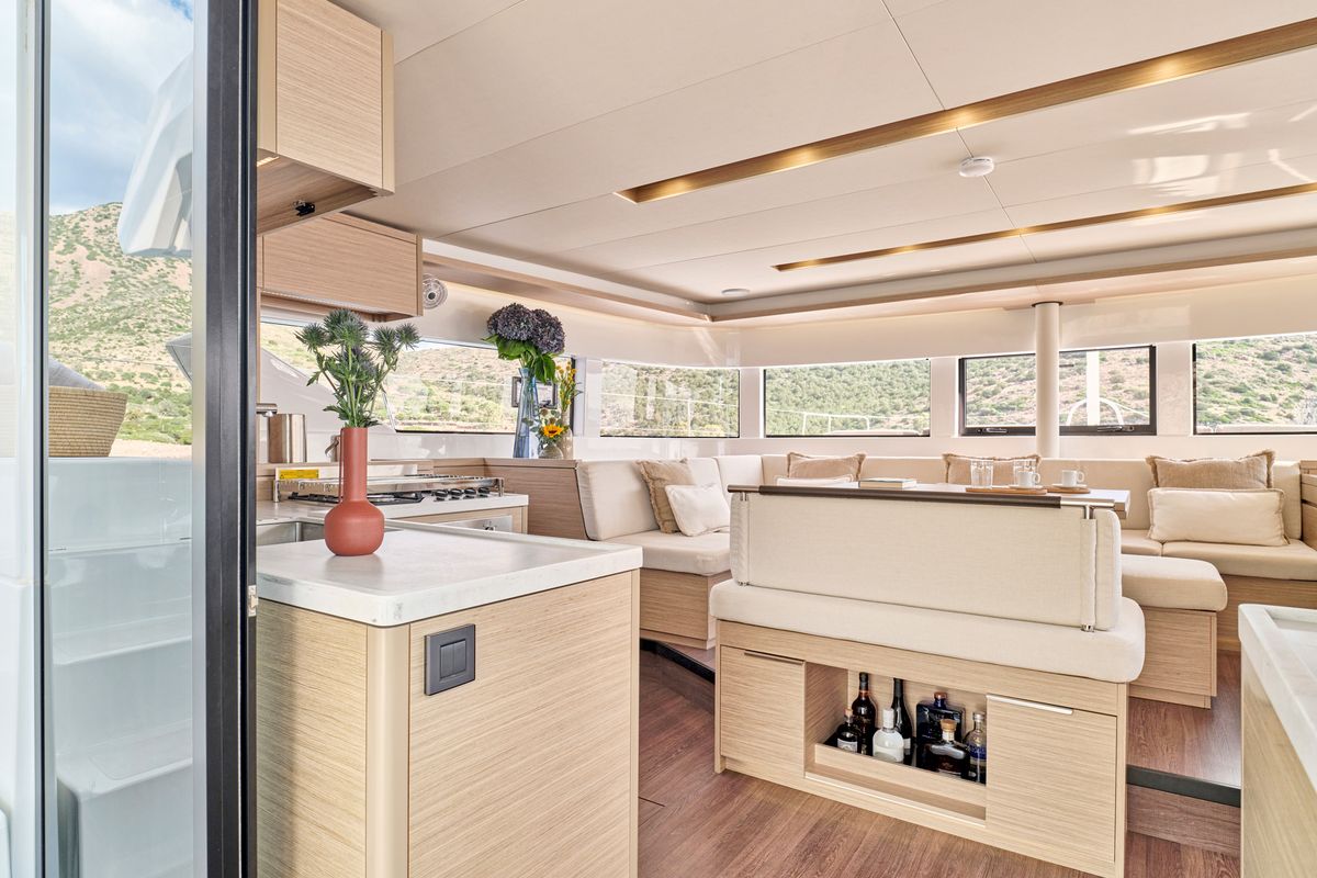 Galley of EFKRATI, a Lagoon 51 catamaran at Athens, Greece