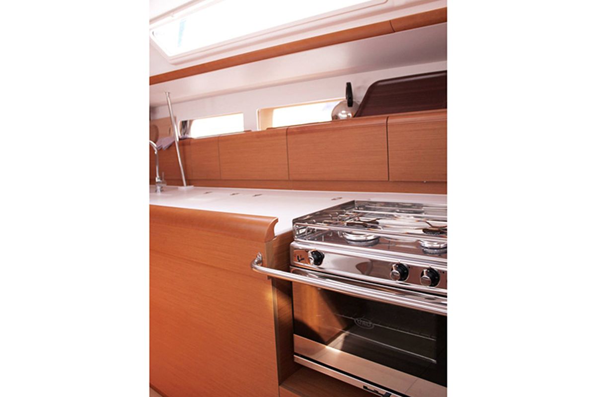 Galley of Athena, a Jeanneau Sun Odyssey 479 sailboat at Lavreotiki Municipal Unit, Greece