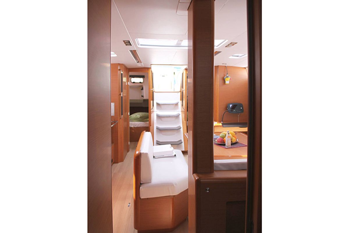 Salon of Athena, a Jeanneau Sun Odyssey 479 sailboat at Lavreotiki Municipal Unit, Greece